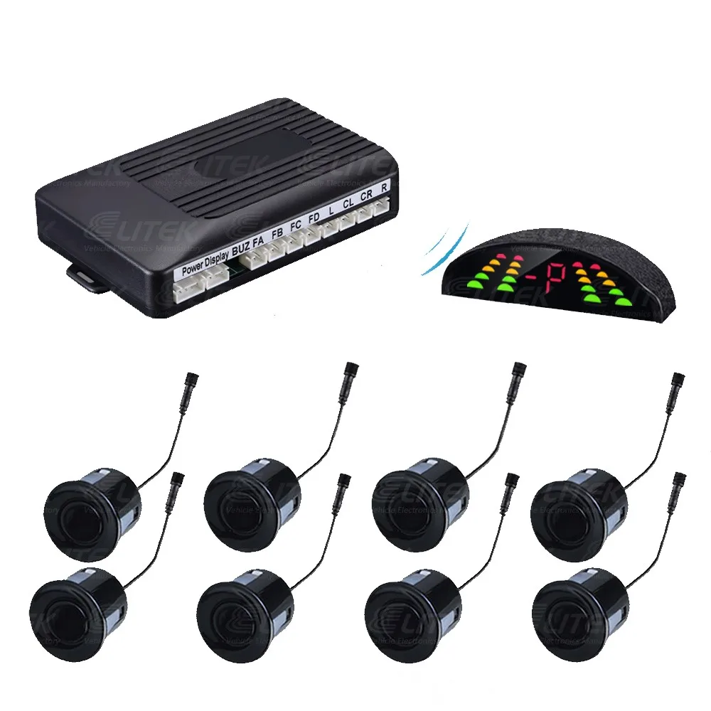 Wireless parking sensor with 8 eyes,front and rear parking sensor