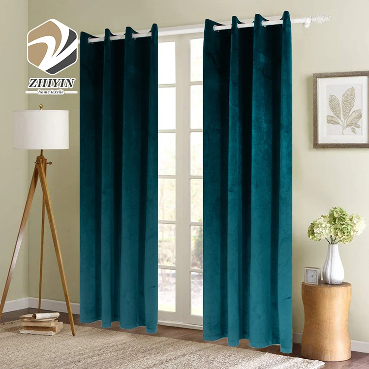 
Various color 100% polyester European and American style ready made velvet curtains for living room 