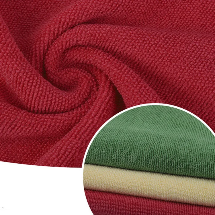 Polyester Brocade Warp Knitted Microfiber Terry Cloth Fabric For Hotel Towel Hair Drying Cap