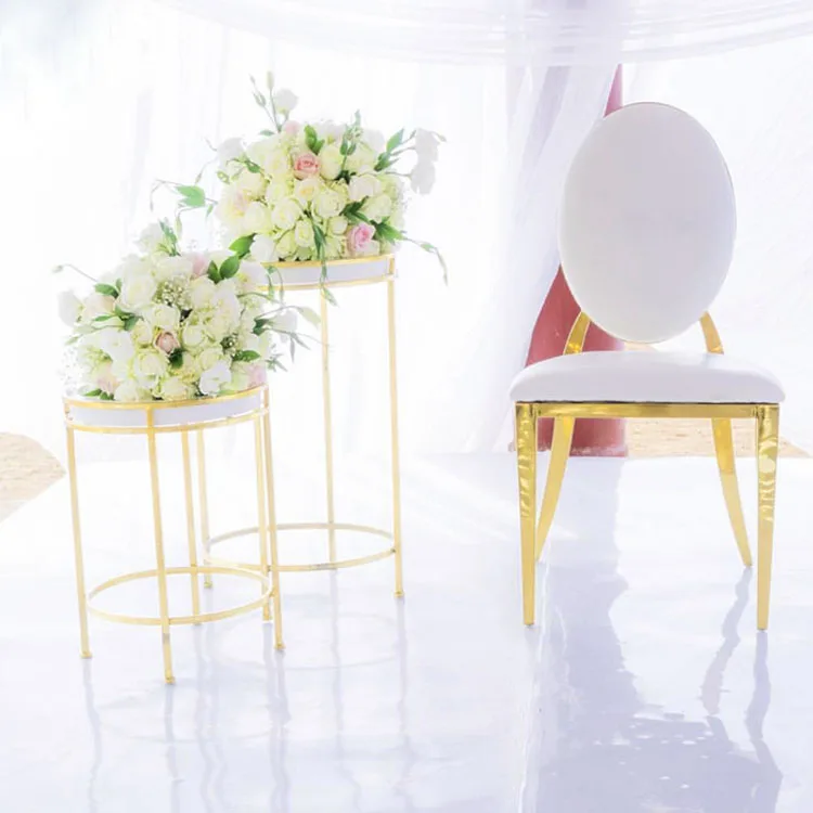 Professional Hotel Decoration Use Gold Stackable Round Back Stainless Steel Chairs For Sale