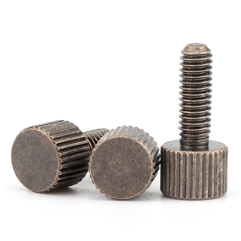 Bronze Single Head Knurled Hand Screws Cylindrical Head Hand Screw Manually Tightened Bolts Small Flat Head Adjusting Bolt