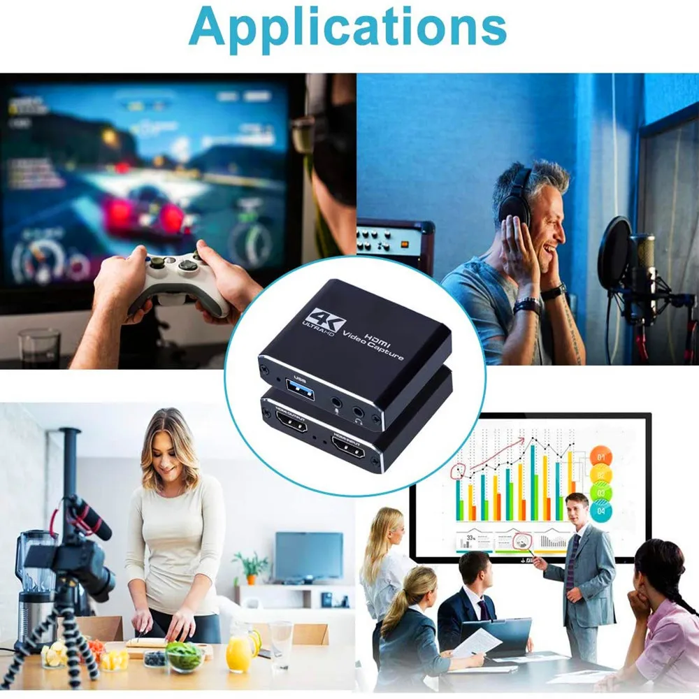 4K Крепление объектива к USB3.0 Карта видеозахвата ключ 1080P Loopout видеозаписывающее устройство захвата для OBS захвата игра в прямом эфире