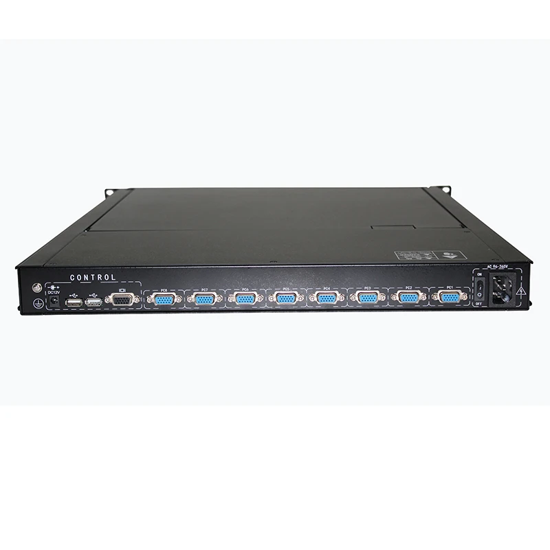DC AC dual power input USB Auto KVM Switch  VGA KVM console 1U rack 15 inch lcd 8 ports kvm drawer