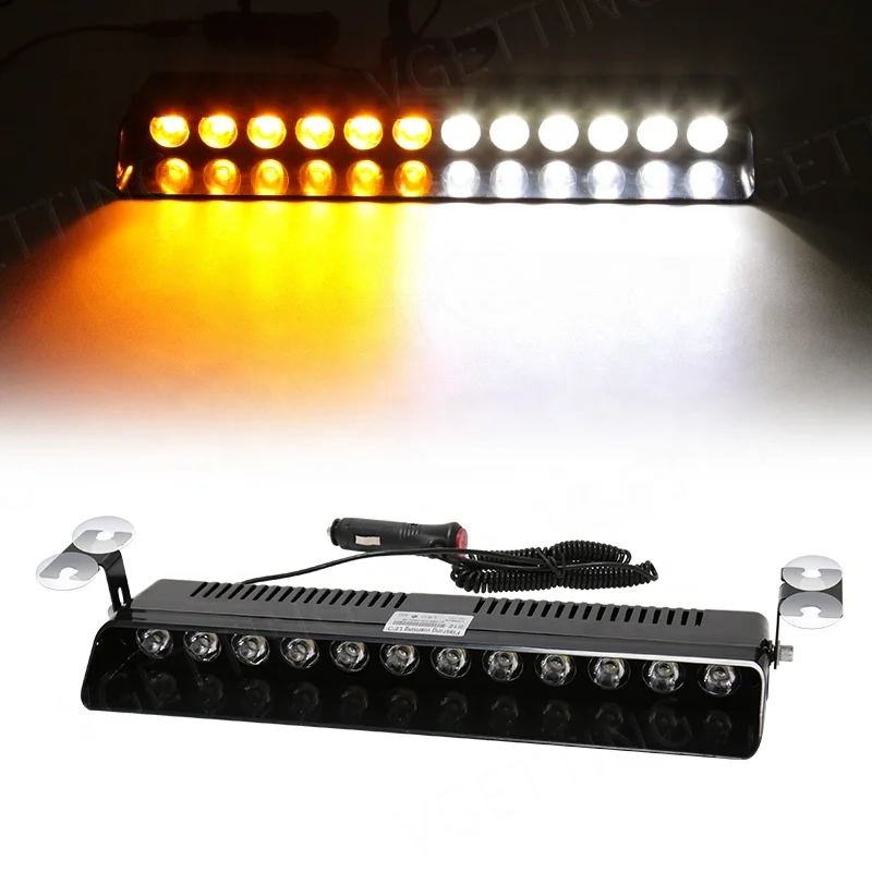 Super Bright 12 LED Strobe Lights Car Interior Front Windshield Warning Flashing Beacons Emergency Lamp Auto Accessories