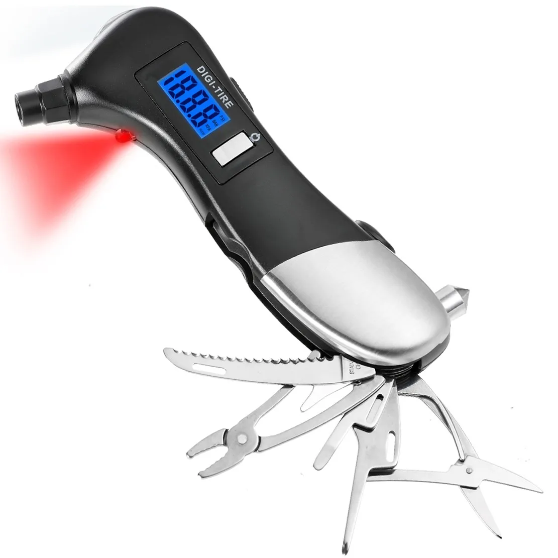 High Quality Professional 150PSI 4 Settings Digital 9 In 1 Digital Tire Pressure Gauge For Auto Car Motorcycle