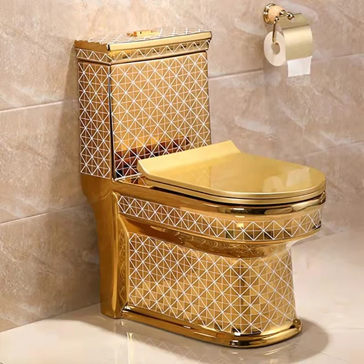 Hot Sale Luxury Design Flush One Set Ceramic Toliet Plating Gold Toilet
