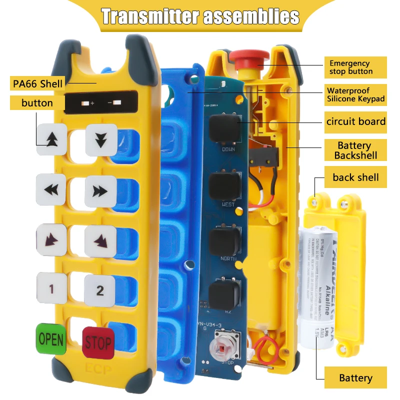 Factory direct sale 8 keys double speed spider crane industrial radio remote control for lifting