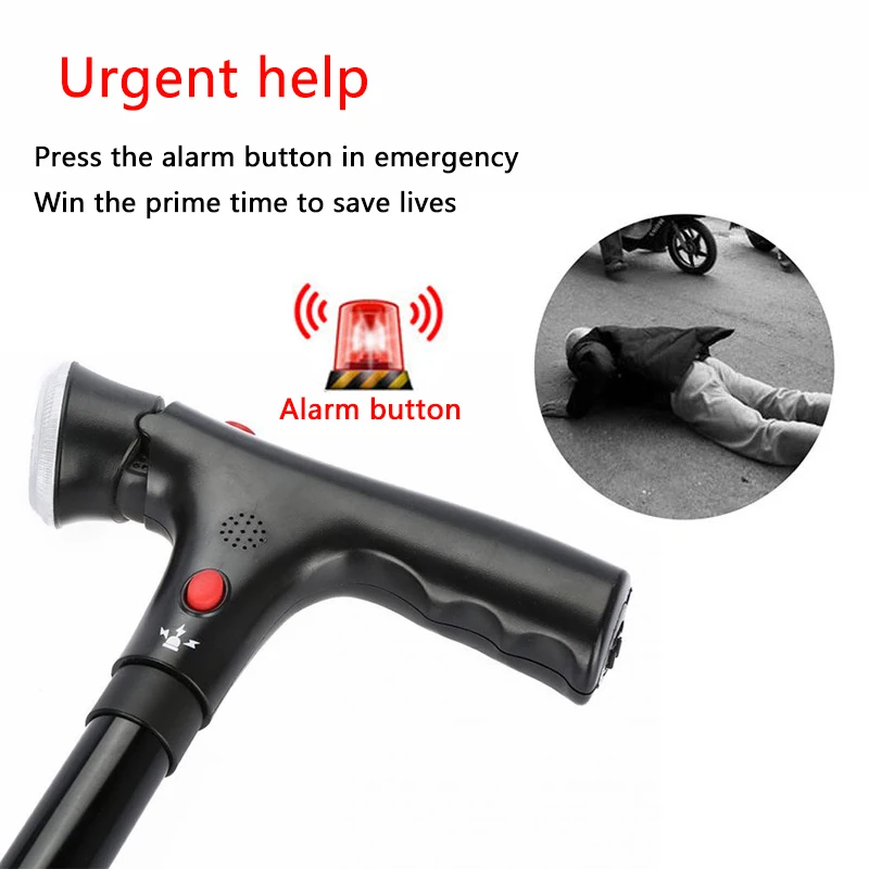 Collapsible Telescopic Folding Cane Elder Led With Alarm Walking Trusty Sticks Crutches for Mothers the Fathers