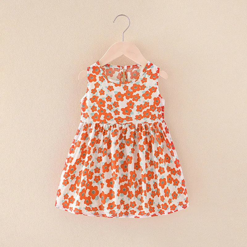 0-12 Girls Sleeveless Flower Print Dresses Kids Summer Dress Children Casual Clothes Bohemian Style Beach Dresses