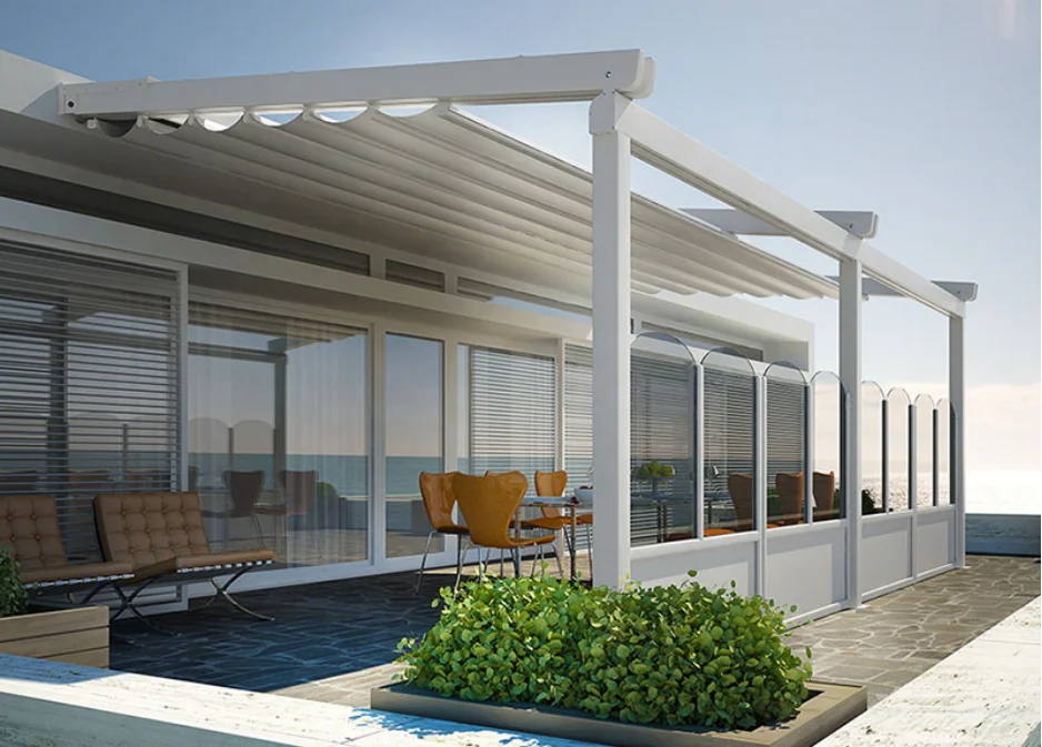 Manufacturer Open-Air Electric Aluminum Retractable Pergola Pvc Fabric Roof Automatic Alu Pergola