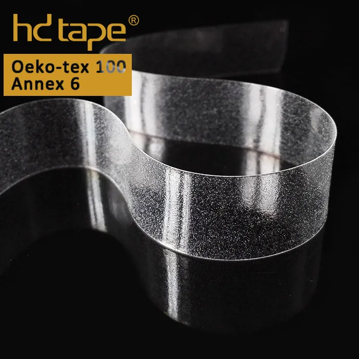 Oeko-tex 100 appendix 6 eco-friendly high stretch clear tpu silicone elastic tape for clothing