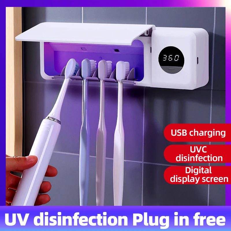 Smart UV Toothbrush Sterilizer Tooth Brush UV Sanitizers Full Family Home Use Case Automatic Disinfection Brush Sanitizer Holder