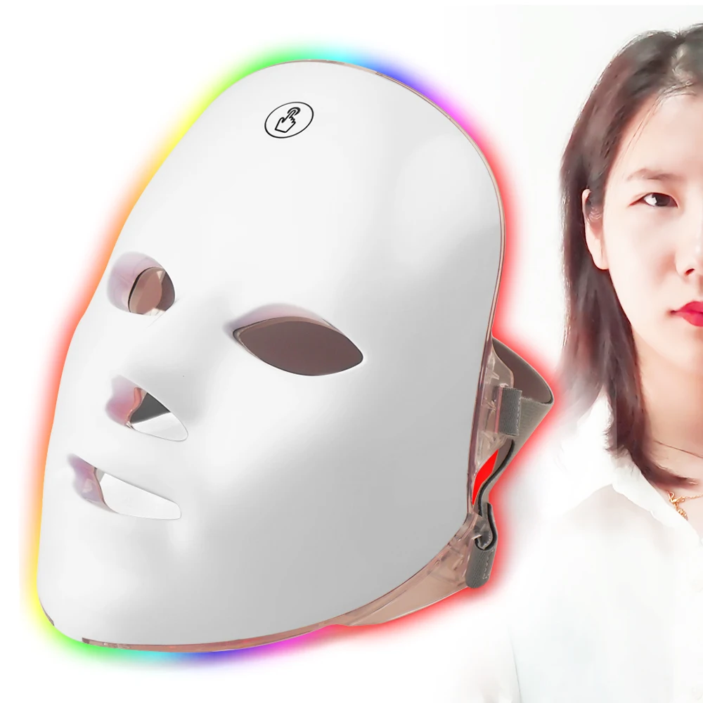 Rechargeable LED Facial Mask 7 Led Light Therapy Facial Skin Care Mask Skin Rejuvenation LED Photon Therapy Beauty Mask