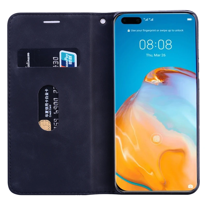 Для Huawei P40 чехол с откидной крышкой, Магнитный кожаный чехол-бумажник с отделениями для карт для Huawei P30 Lite P40 Pro чехлы для телефонов