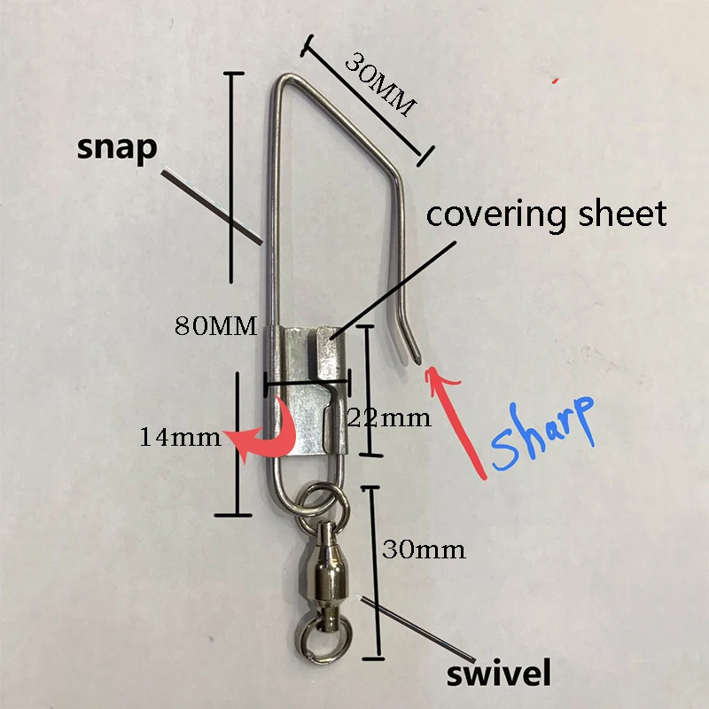 Изготовленный на заказ из нержавеющей стали длина 304 8 мм рыболовный Стрингер включая защелкивающийся и