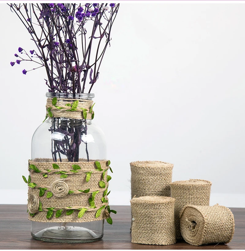 Burlap Ribbon Jute Ribbon Natural Vintage Jute Rope for Gift Wrapping Rustic Decorative Christmas Ribbon DIY Home Decor