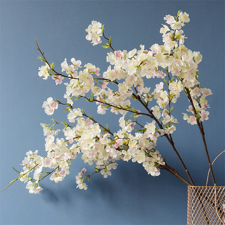 Hot-sale Artificial Flower Tree Cherry Blossom Branch Silk Cherry Blossom Table Centerpiece Photography Props Flower Vase Decor