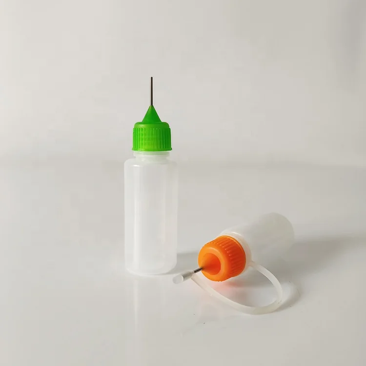 Empty 10ml plastic PE glue eye dropper bottles needle tip squeeze bottle with cap