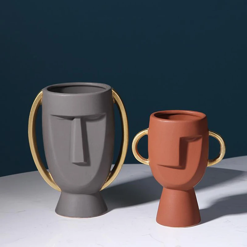  Небольшая керамическая Цветочная ваза Morden face design в европейском стиле для домашнего