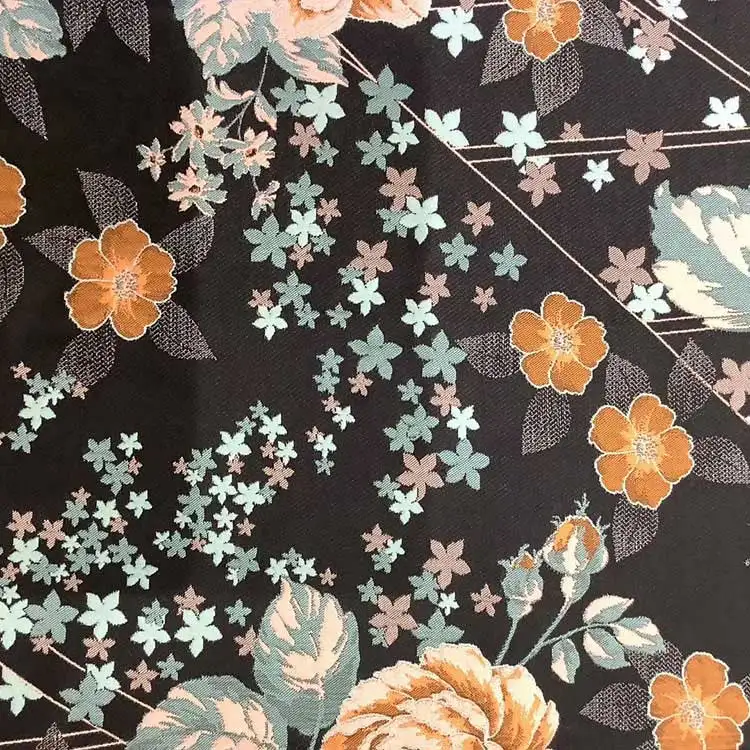 Eco-friendly Woven Double Faced Men Girls Cloths Fabric brocade floral fabric jacquard woven