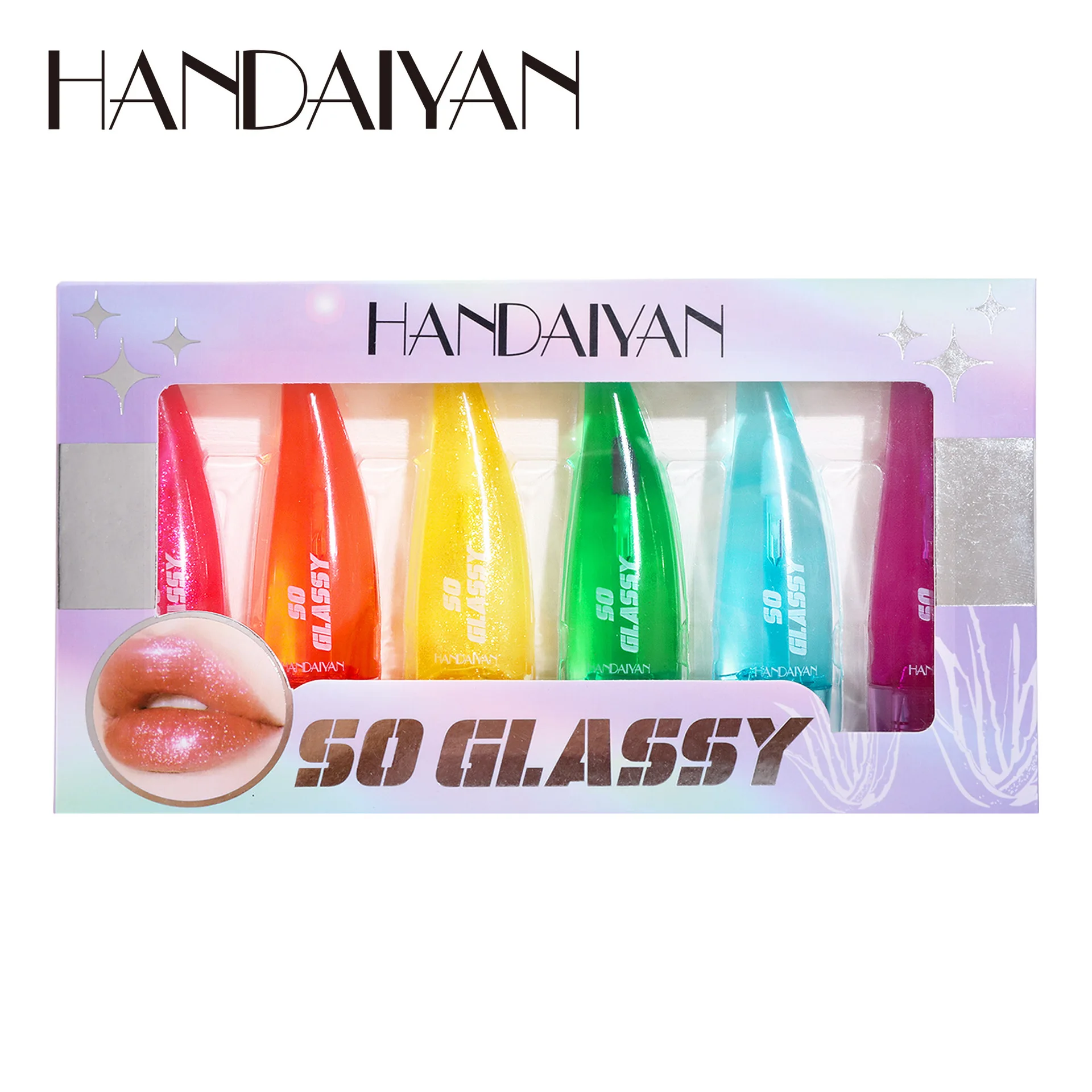HANDAIYAN  change colour Lipstick oil Lasting Moisturizing Lip Balm Colorful Color Set Glass Mirror Moisturizing Lip Glaze