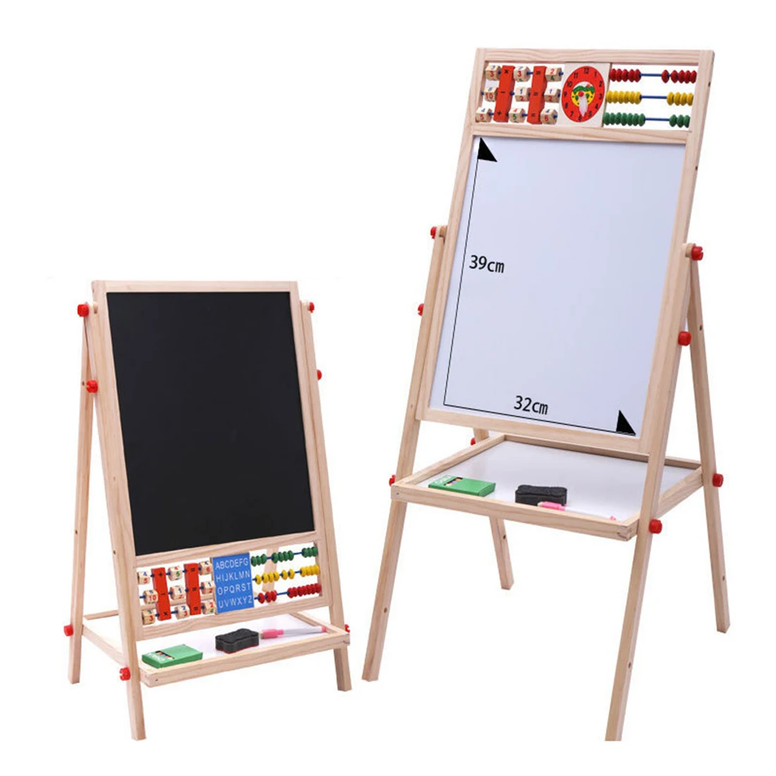 China Custom Made kids easel board wooden drawing board magnetic double side drawing board