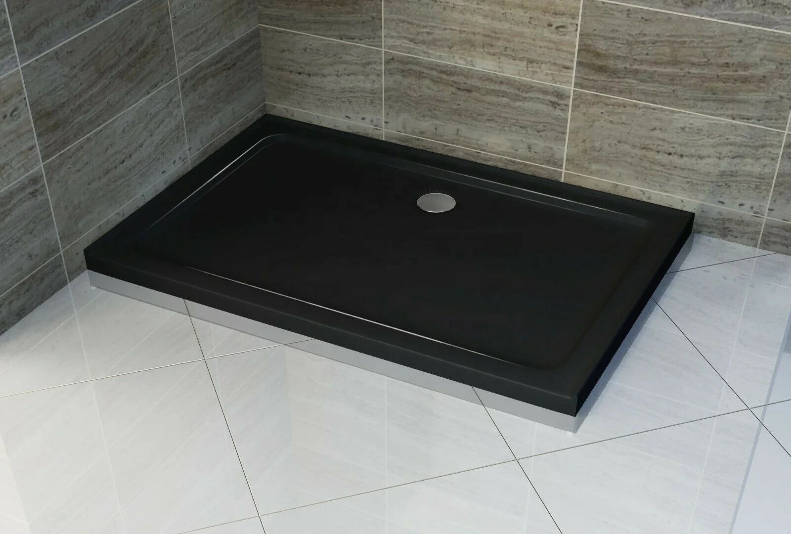 BOTON STONE Black Shower Base Seawin Bathroom Composite Shower Tray Solid Surface Shower Pan Base