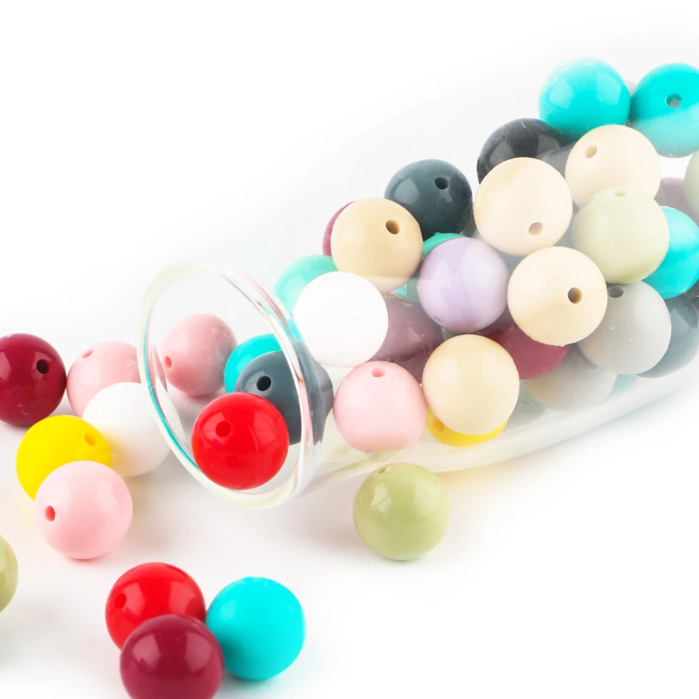 Custom Bpa Free Liquid Glossy Printed Rainbow 15Mm Smooth Wristlet Loose Teething Bulk Silicone Beads For Pens Bracelet Making