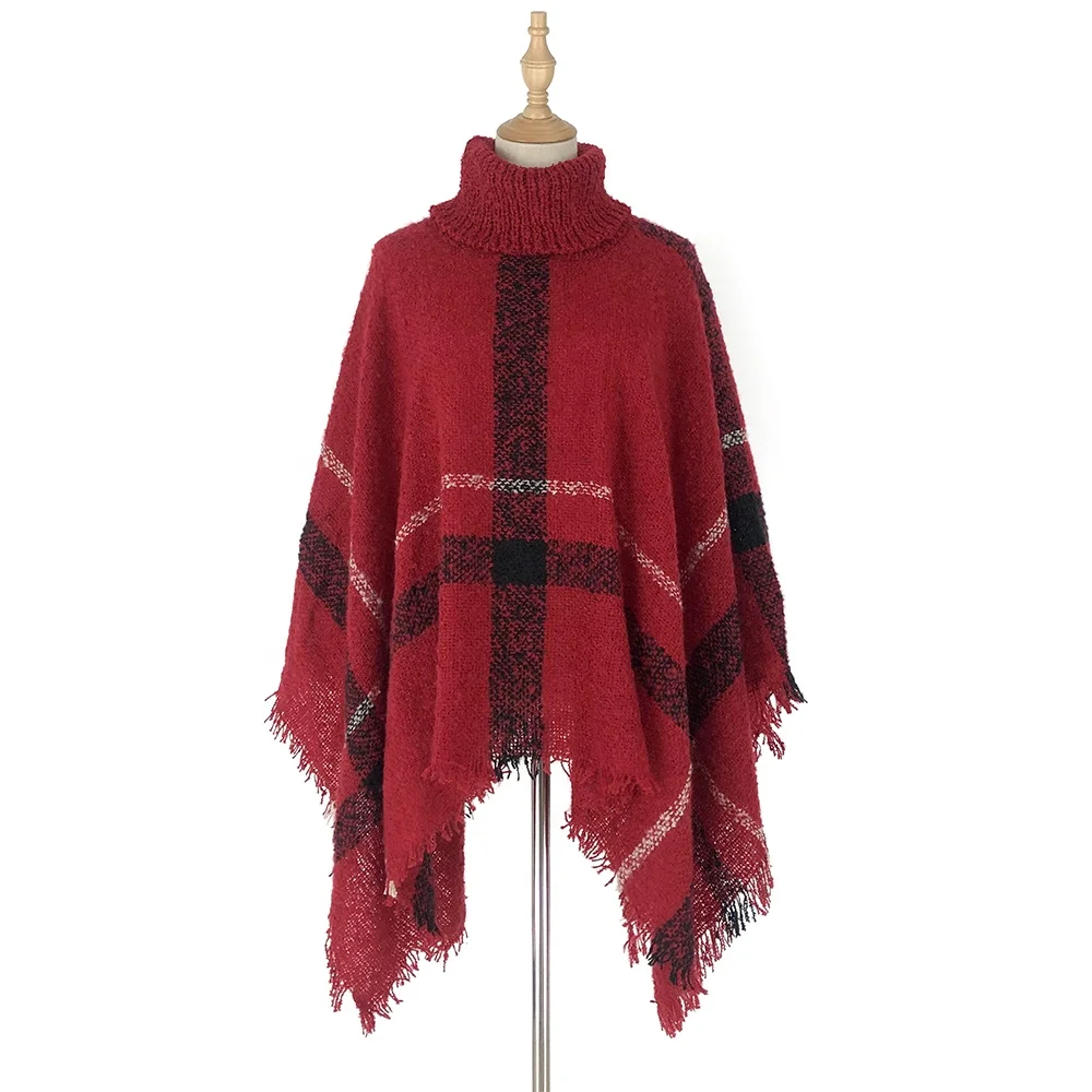 
Wholesale Red Knitted Plus Size Pullover Sweaters Women Shawl Cashmere Cloak Ponchos Mexicans 