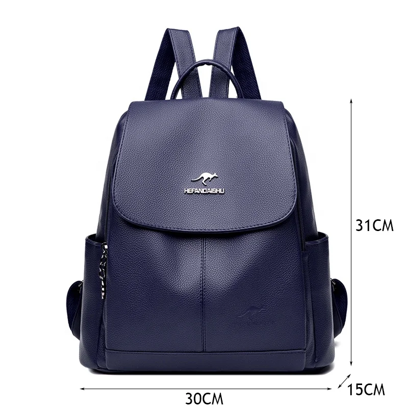 Design Soft Leather Backpack Ladies Travel Rucksacks Large School Bags for Girls Fashion Backpack Women Shoulder Bags