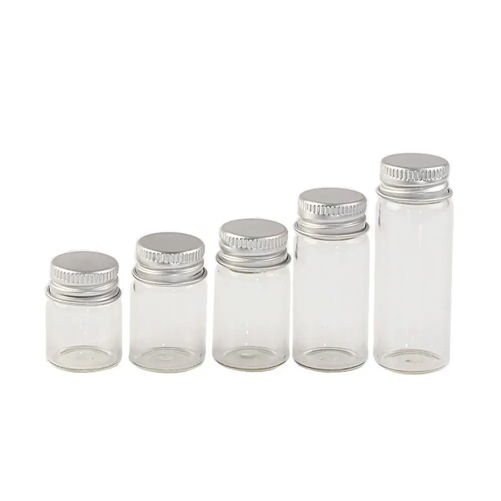 
Jars Crafts Glass Bottles with Aluminium Cap Liquid Bottles Empty Glass 5ml 6ml 7ml 10ml 14ml Glass Bottles Aluminum Cover Jars 