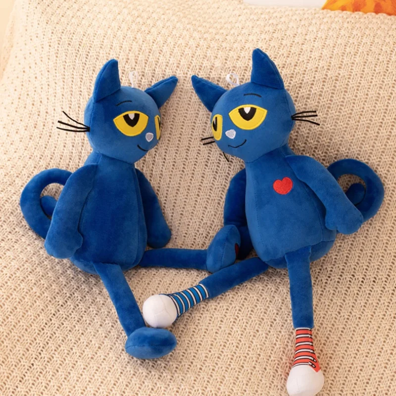Big Eyed Blue Cat Peluches With Canvas Shoes Embroidery Figure Stuffed Animal Toys Pete-The Cat Plush Toy Kids