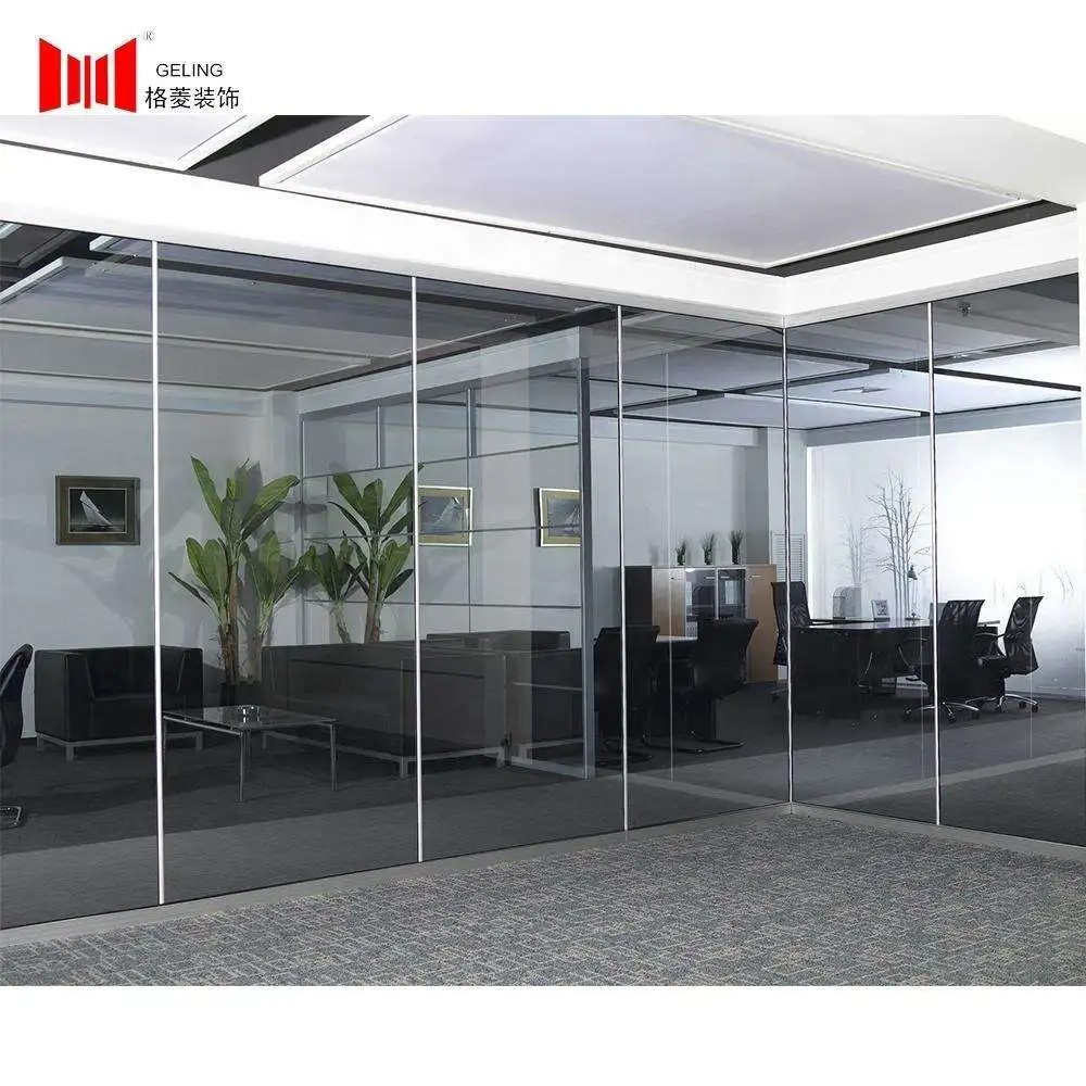 40mm thickness Aluminum frame tempered glass separating offical partition wall for office house