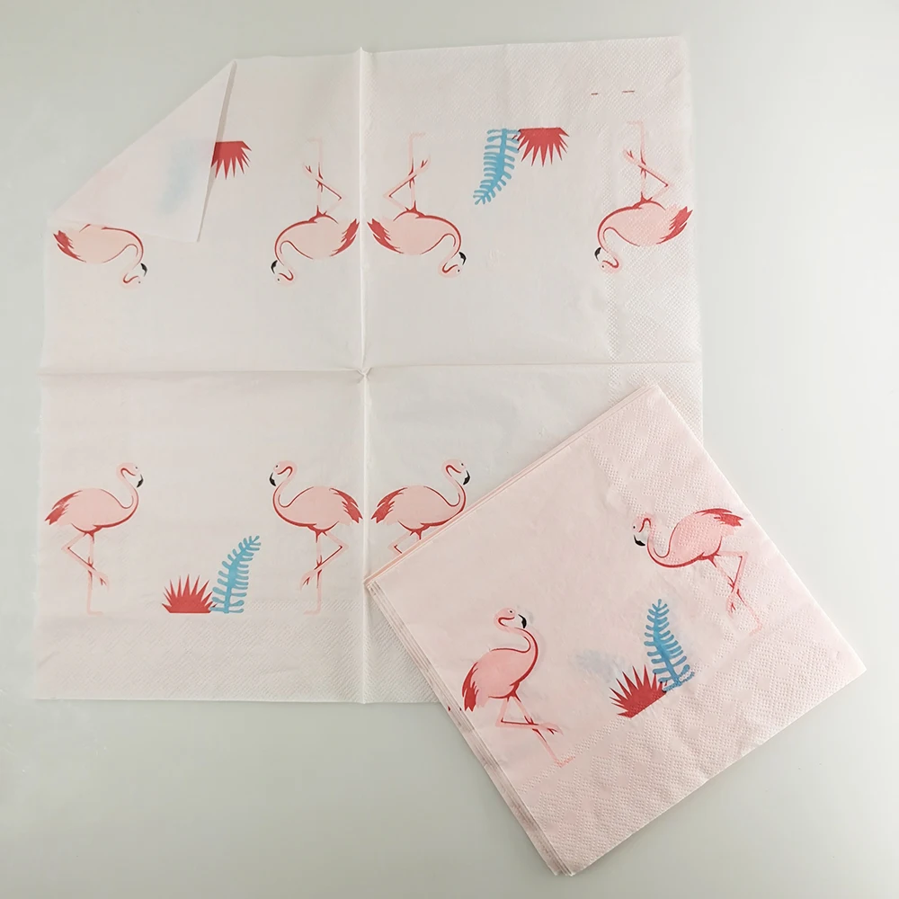 Pink red-crowned cranepaper napkin suppliers Custom Made Love gold foil Printing Decorative Cocktail napkin