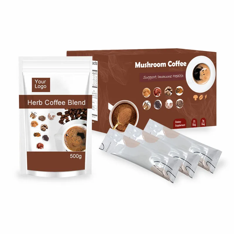 Private Label OEM Herbal Mushroom Coffee Hericium Erinaceus Cordyceps Grifola Frondosa Chaga Ganoderma Mushroom Coffee