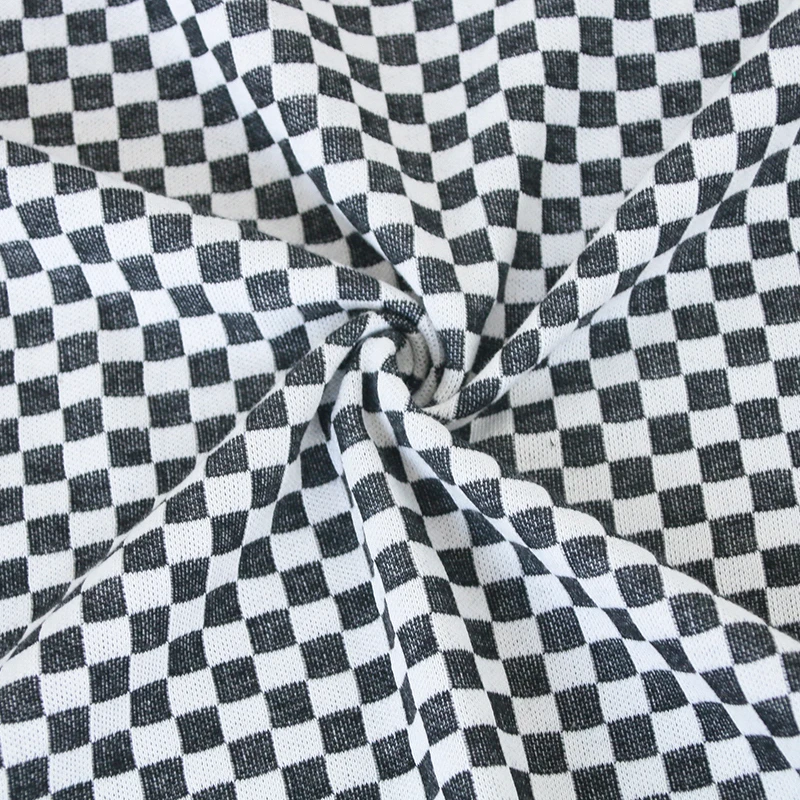 Wholesale checkerboard pattern 75%polyester 25%cotton knitted plaid fabric 320gsm for pajamas