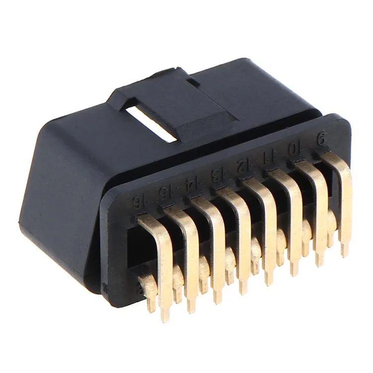 Obd2 16pin Male Header Gold-plated Connector 90 Degree Right Angled Needle Obd Plug Car Truck Interface