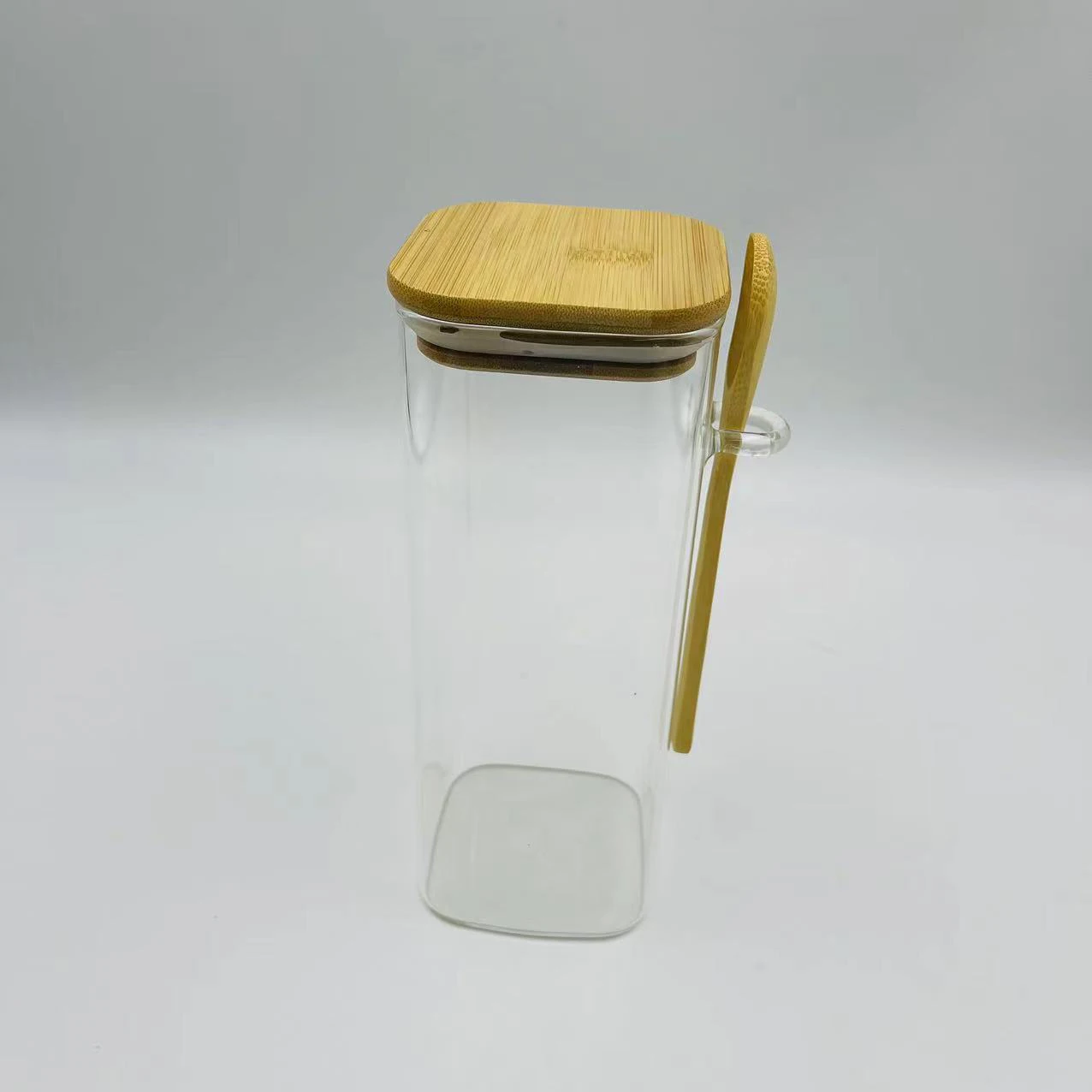 Glass Rotating Storage Jar Square Airtight Jar Glass Storage Jar With Square Lids