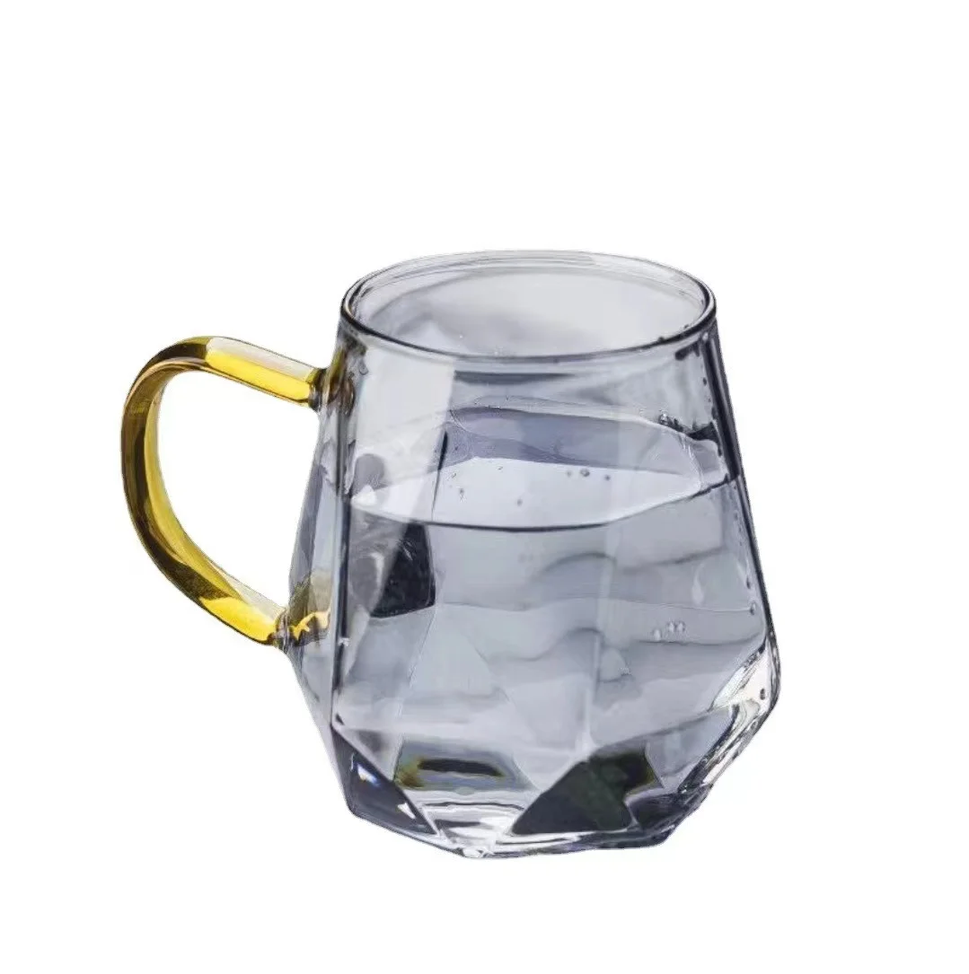 hot selling glass beer mug whiskey mug wide mouth hexagon coffee cup milk glass