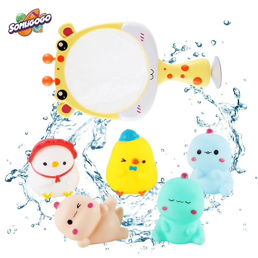 SL Swimming Pool Games Water Play Floating Animal Fish Net Set Bath Toys for Kids