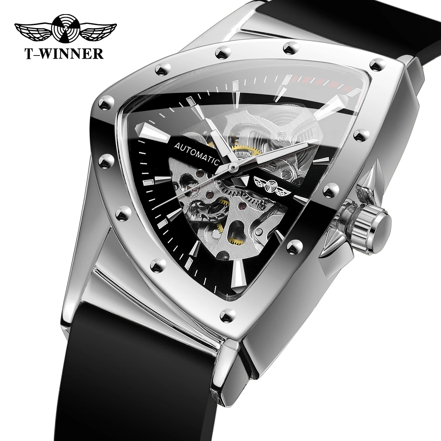 Winner Saat Men Skeleton Luxury Automatic Watch Stainless Steel Reloj