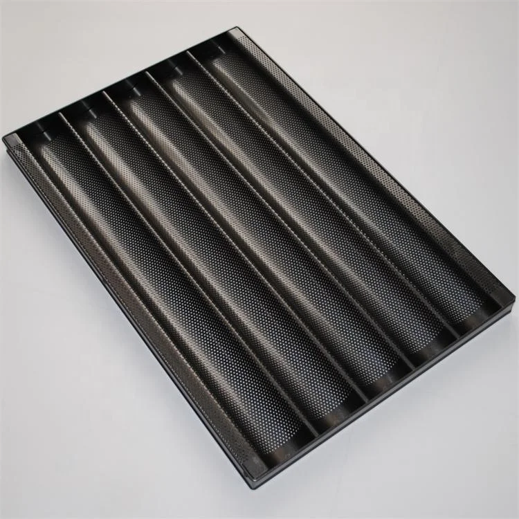 Rectangle 4 5 6 baguette tray Non stick french perforated baking trays oven bakery baguette pan
