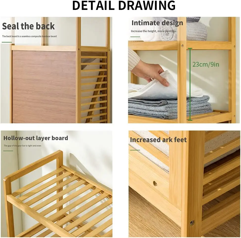 Laundry Hamper with 2-Tier Shelves and Tilt Out Basket, Laundry Baskets Organizer Hampers Bathroom Storage Shelf for Laundry