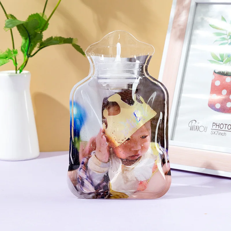 Cute Hot Water Bottles Mini Transparent PVC Hand Warm Water Bottle Portable Leakproof Hand Warmer Heat Therapy Bottle