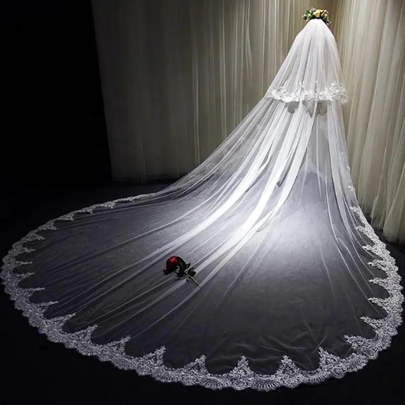 
Luxury Long High Quality Two-Layer Wedding Accessories Bridal Wedding Veil With Comb 