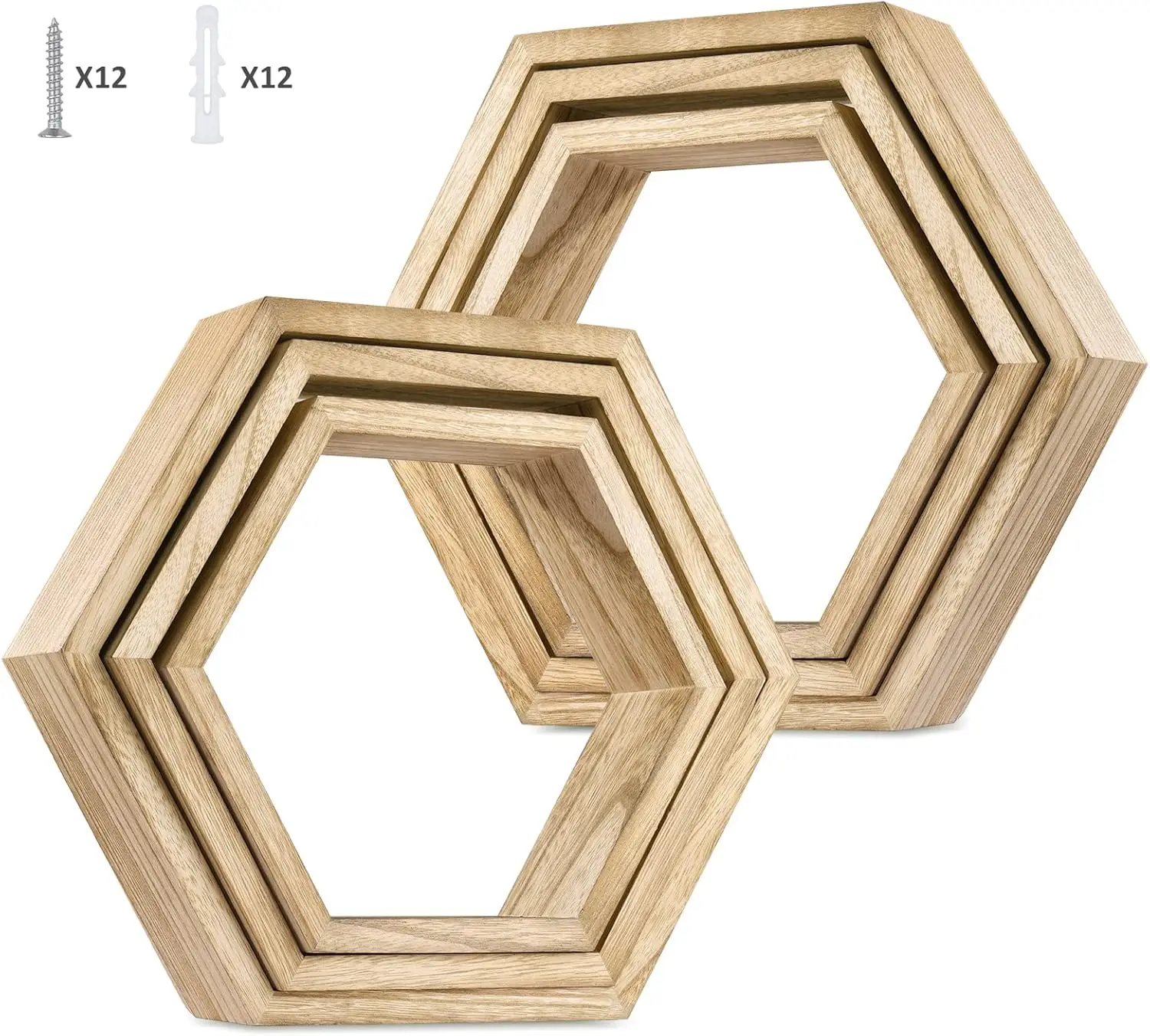 Set of 3 White Square Floating Wall Shelves Wooden Storage Furniture for Kitchen-Wood Crafts Wooden Boxes & Wall Signs