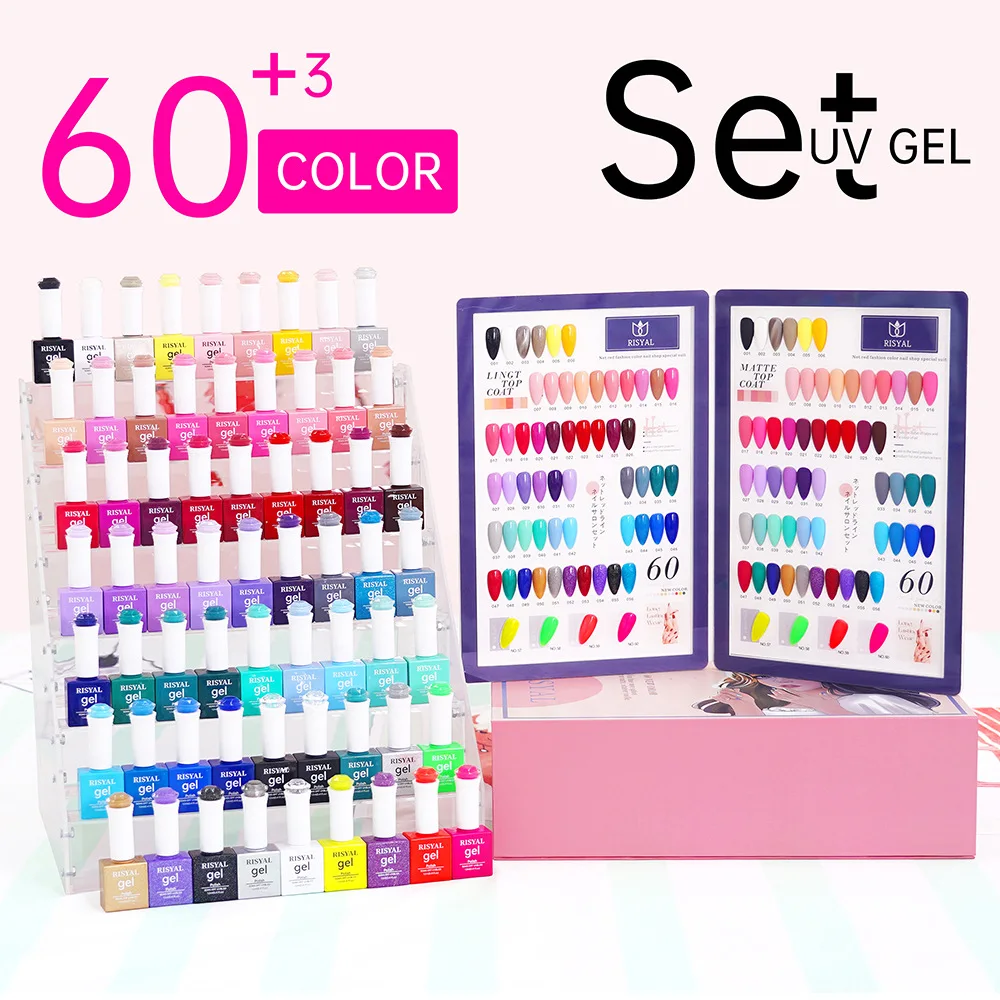 Hema Free 60pc/set Gel Nail Polish Kit For Nails Semi Permanent Soak Off Gel Polish Varnish UV Nail Set For Manicure Art Set