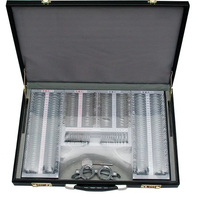 Optical Ophthalmic Instrument Trail Lens Set With Frame 266/232 Metal Rim with Leather Case