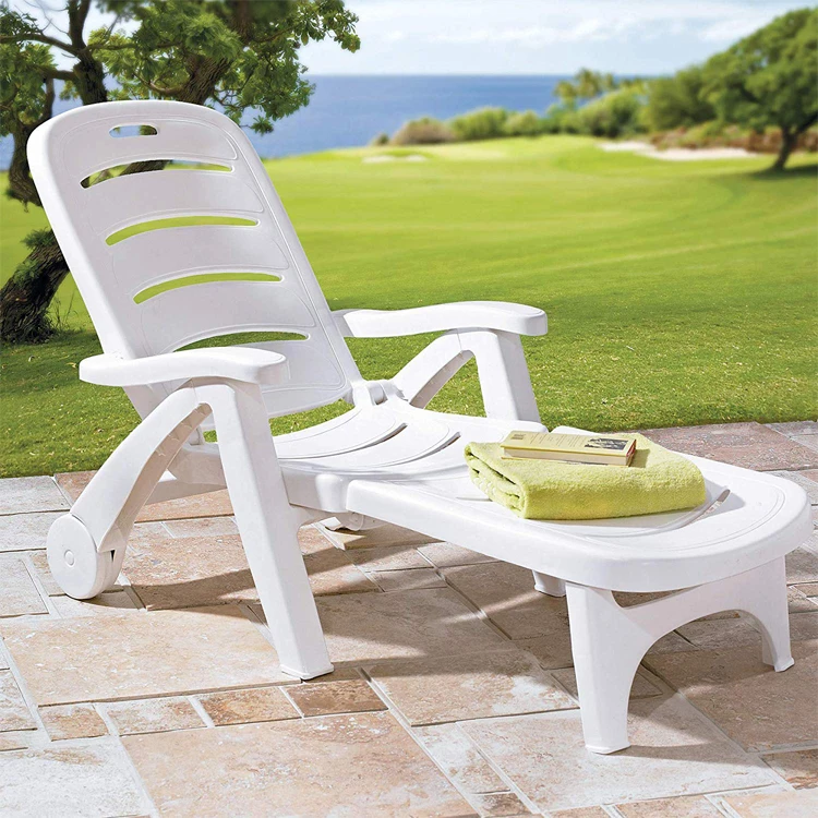 Plastic Foldable Outdoor Beach Chaise Lounge Chair