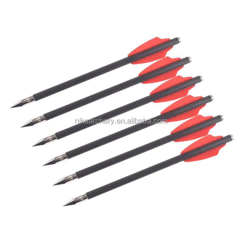 16cm pure carbon arrow bolts with 2pcs red 1.65inches vane for x-bow shooting hunting